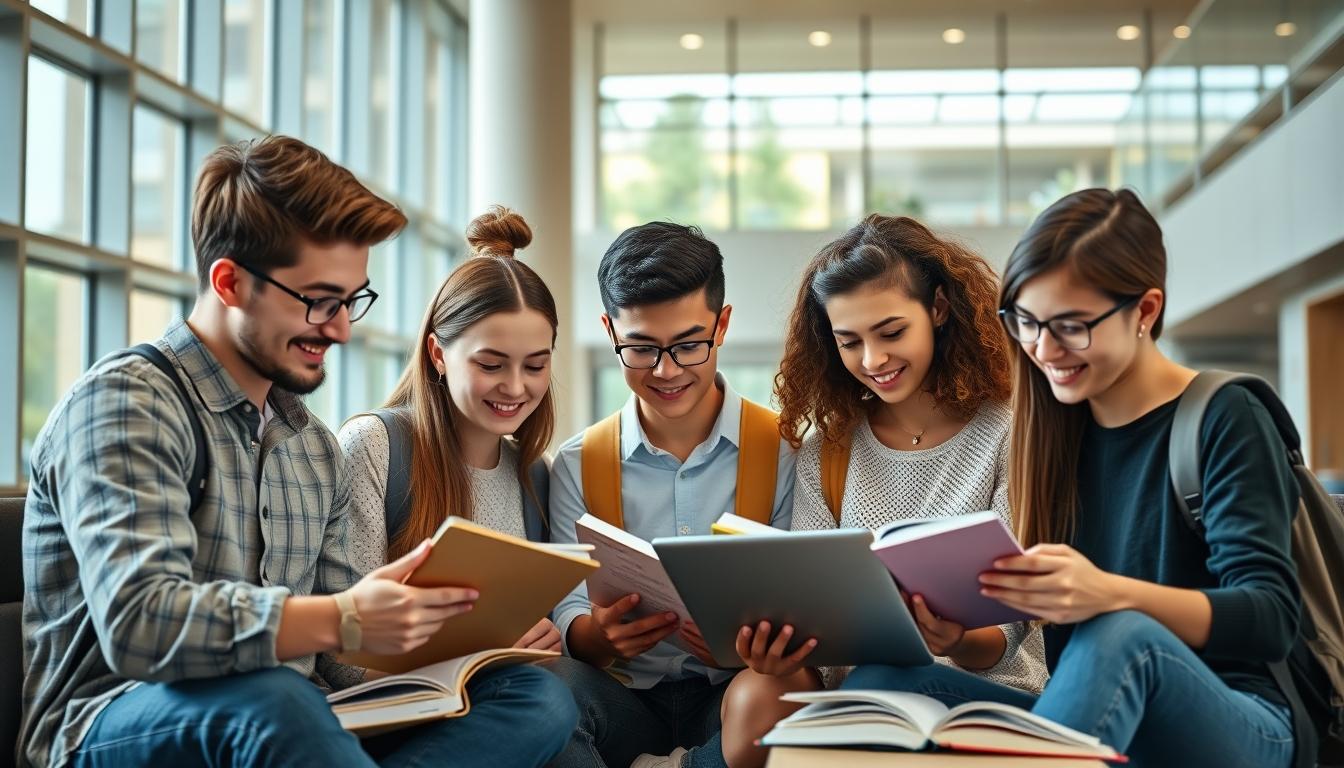 Students collaborating in study space